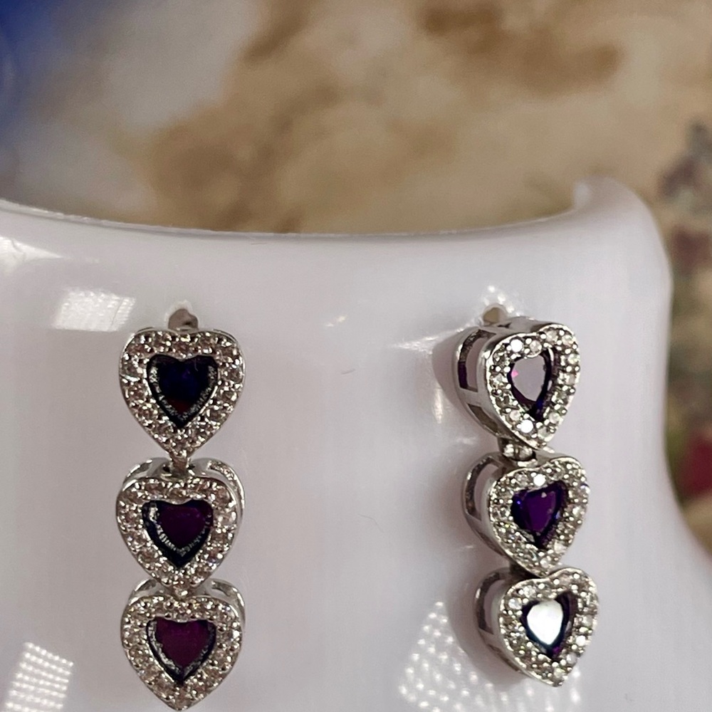 Amethyst Earrings Topaz Silver 925 Dangle Earrings - Picture 8 of 8